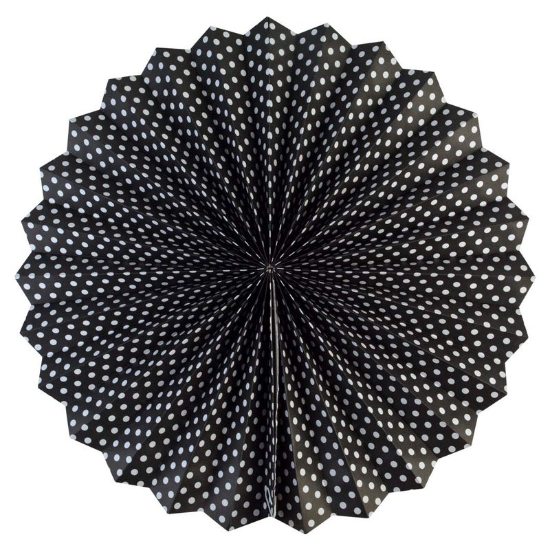 mifengda 18pcs Party Hanging Paper Fans Set Black White Round Paper Fans Decorative Pattern Folding Fan Halloween Hanging Garlands for Halloween Birthday Wedding Graduation Events Accessories - Image 5